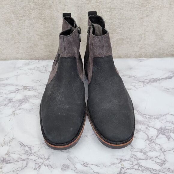 Timberland Men\'s Size 9.5 Kendrick Chelsea Boots Black Leather Gray Suede